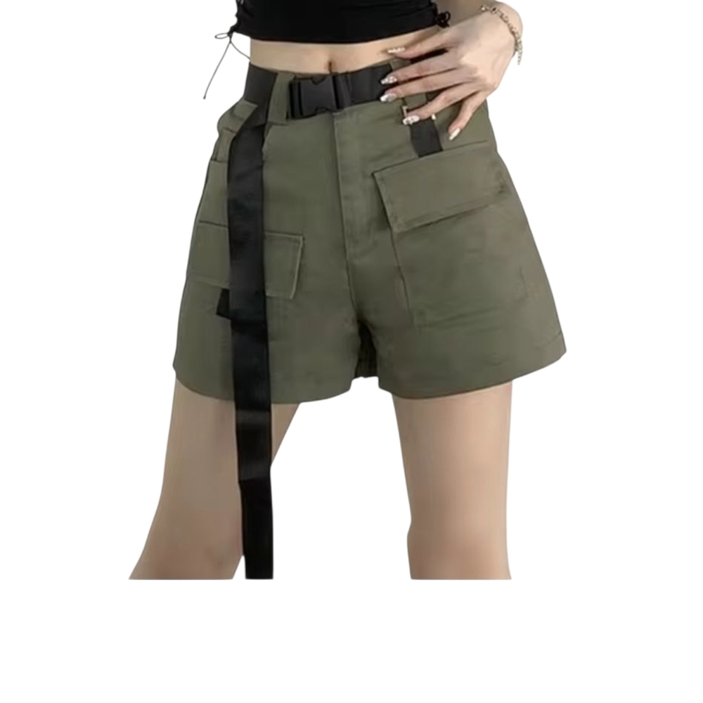 Like an Angel Khaki Women's Cargo Shorts with Black Belt